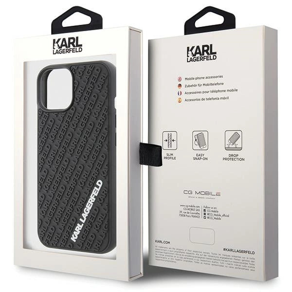 Karl Lagerfeld 3D Rubber Multi Logo case for iPhone 15 - black