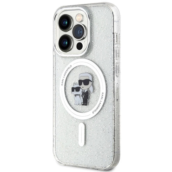 Karl Lagerfeld Karl&Choupette Glitter MagSafe case for iPhone 15 Pro - transparent