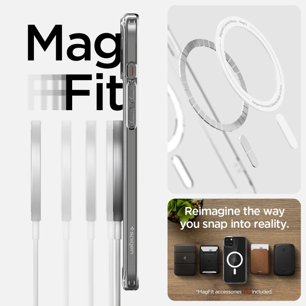 Spigen Ultra Hybrid Mag Case med MagSafe til iPhone 15 - hvid