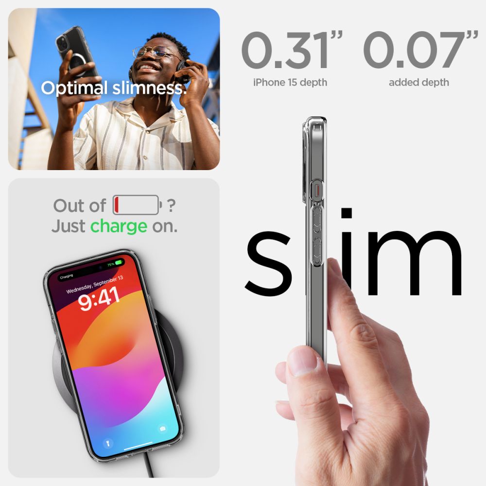 Spigen Ultra Hybrid Mag Case med MagSafe til iPhone 15 - hvid