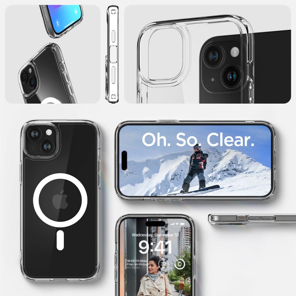 Spigen Ultra Hybrid Mag Case med MagSafe til iPhone 15 - hvid