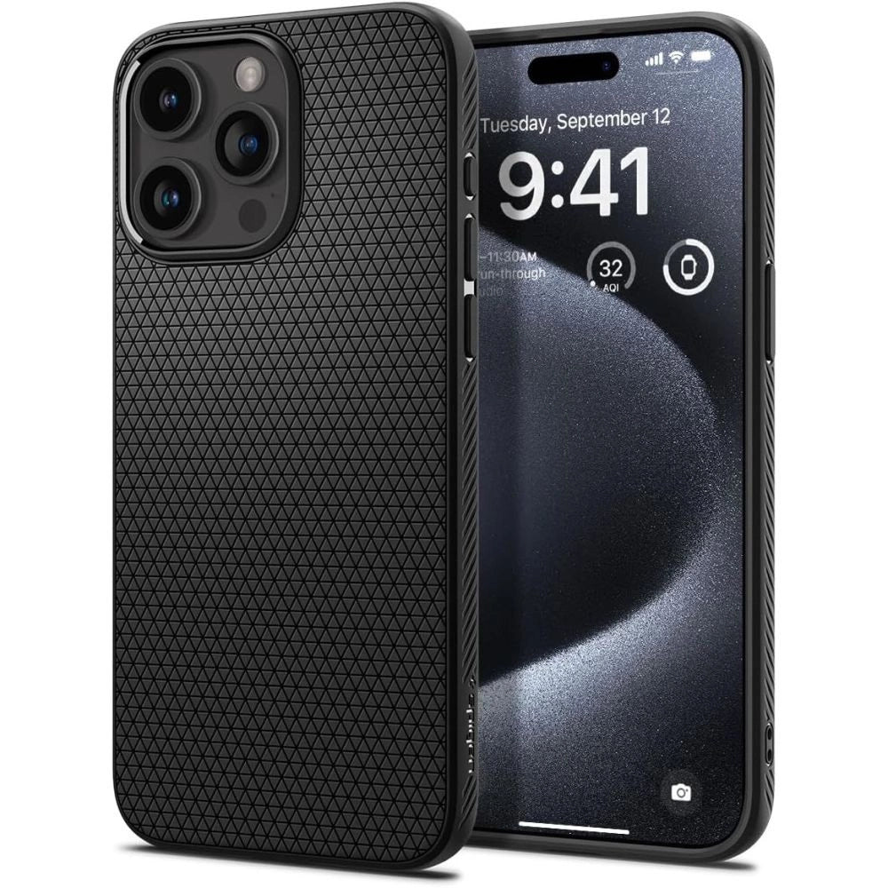 Spigen Liquid Air iPhone 15 Pro Case - Matte sort