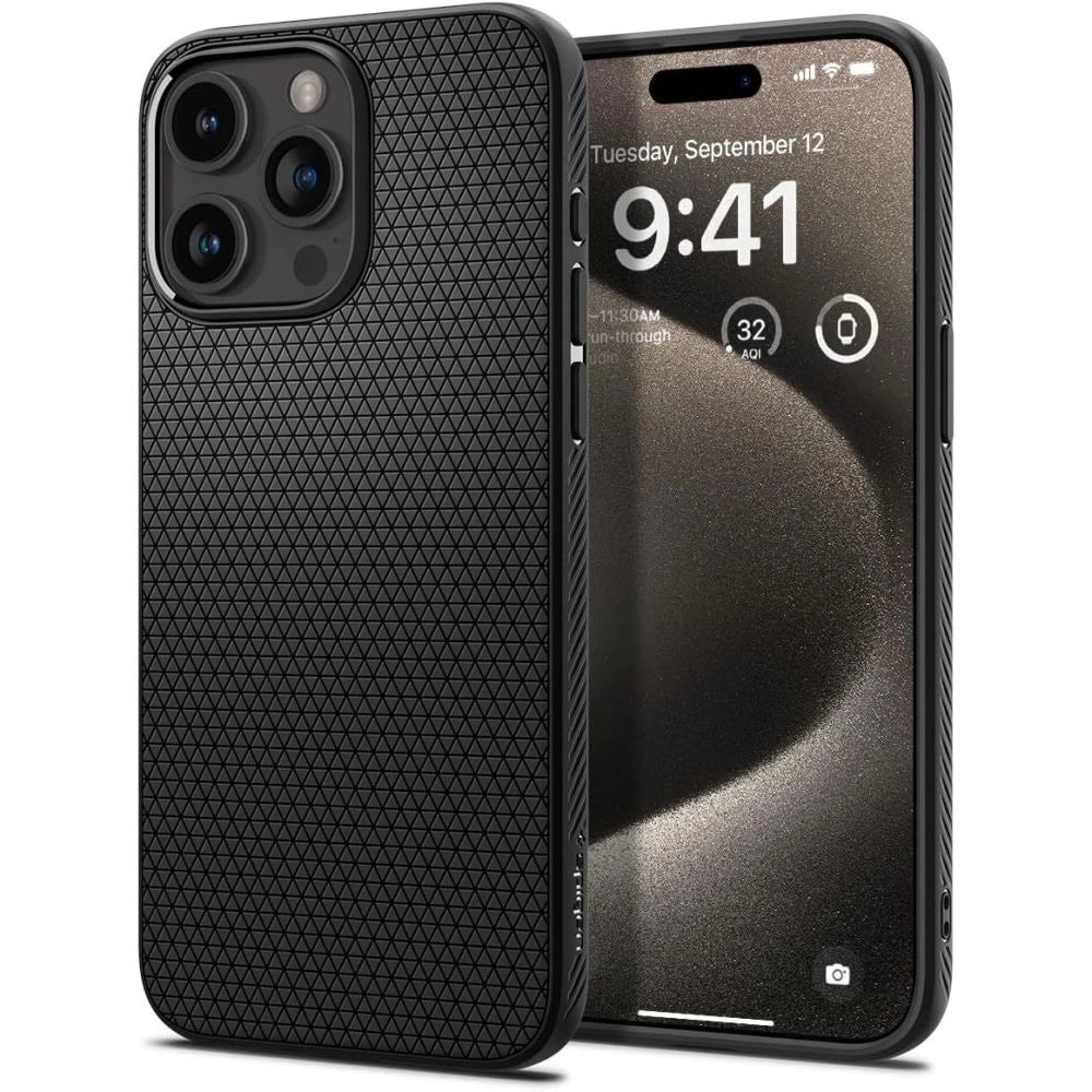 Spigen Liquid Air Case til iPhone 15 Pro Max - Matte Black