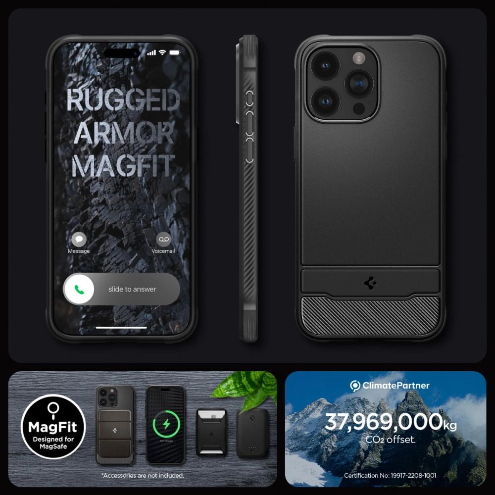Spigen Rugged Armor Mag Case med MagSafe til iPhone 15 Pro Max - Matte Black