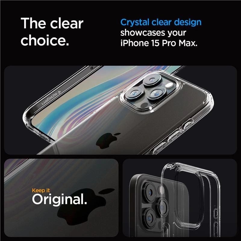 Spigen Crystal Hybrid Case til iPhone 15 Pro Max - klar