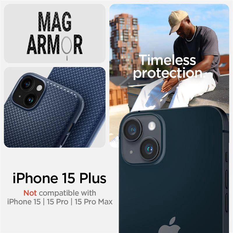 Spigen Mag Armor Case med MagSafe til iPhone 15 Plus - Blå