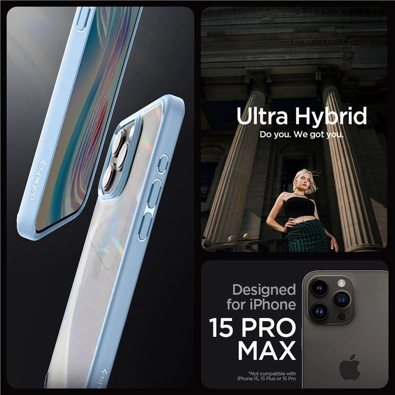 Spigen Ultra Hybrid iPhone 15 Pro Max Case - lysblå