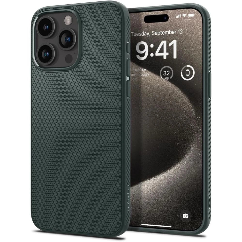 Spigen Liquid Air iPhone 15 Pro Max-kasse - mørkegrøn