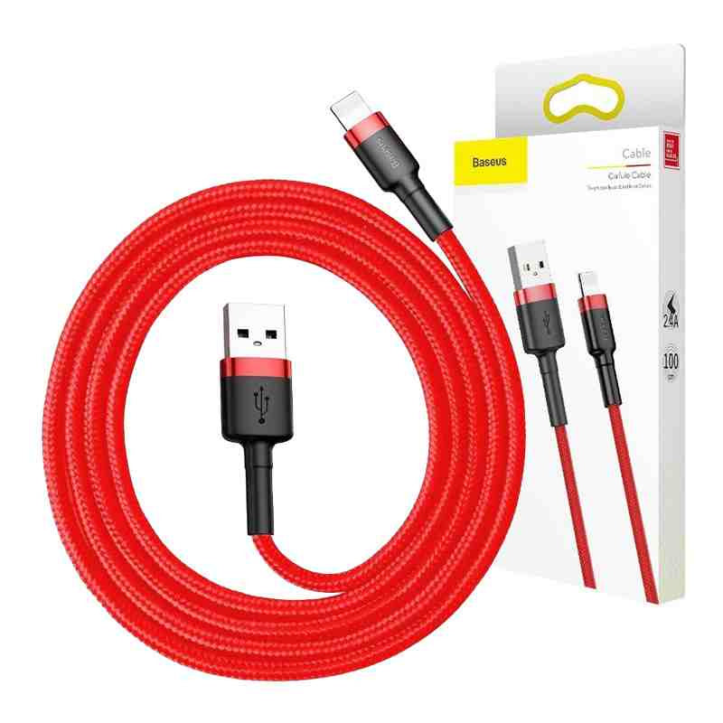 Baseus Cafule USB Lightning Cable 2,4A 0,5m (rød)