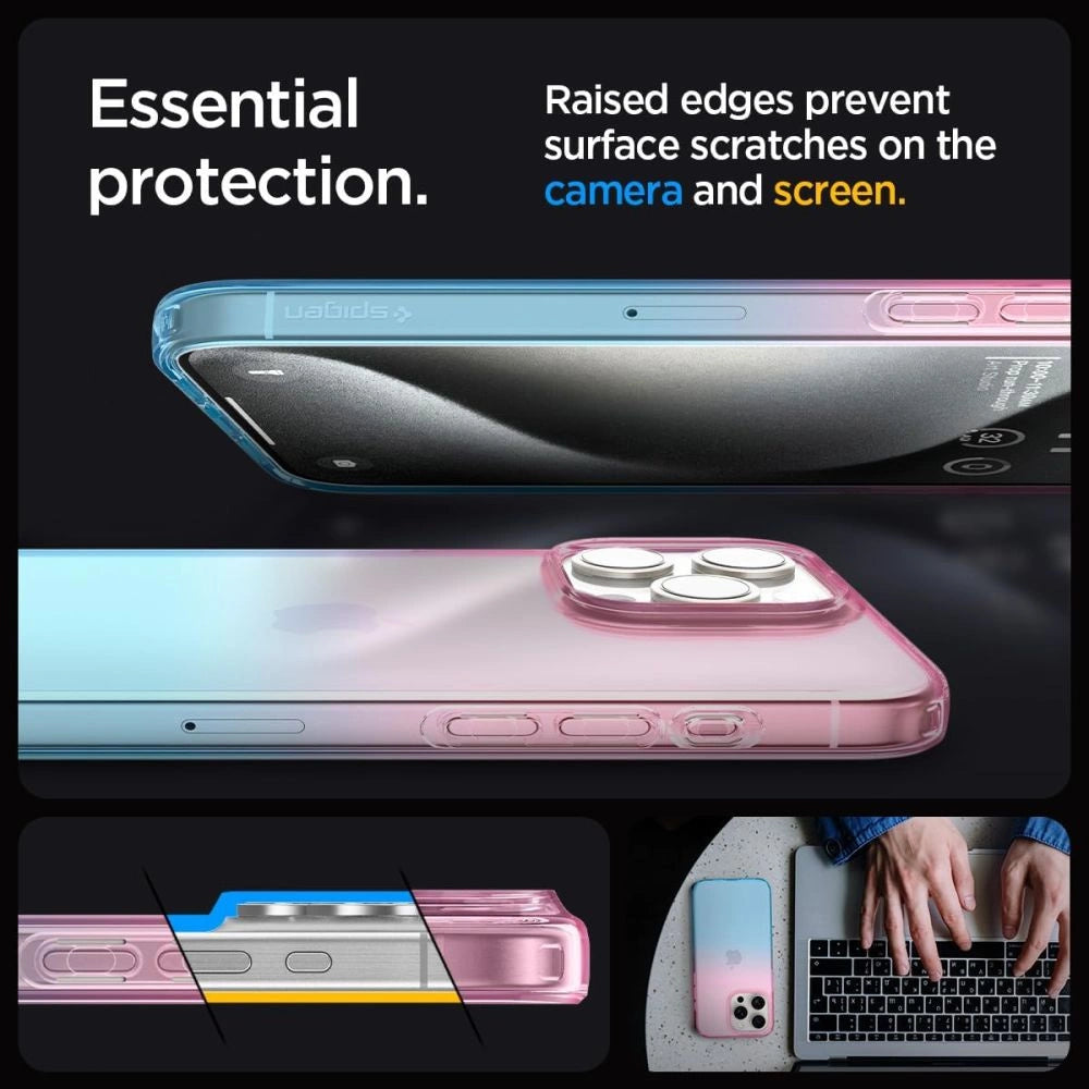 Spigen Liquid Crystal iPhone 15 Pro Case - Pink/Blue