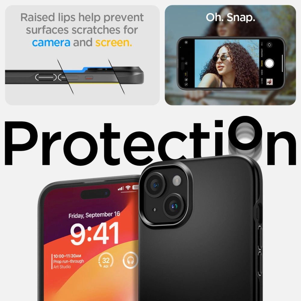 Spigen Thin Fit iPhone 15 Case - sort