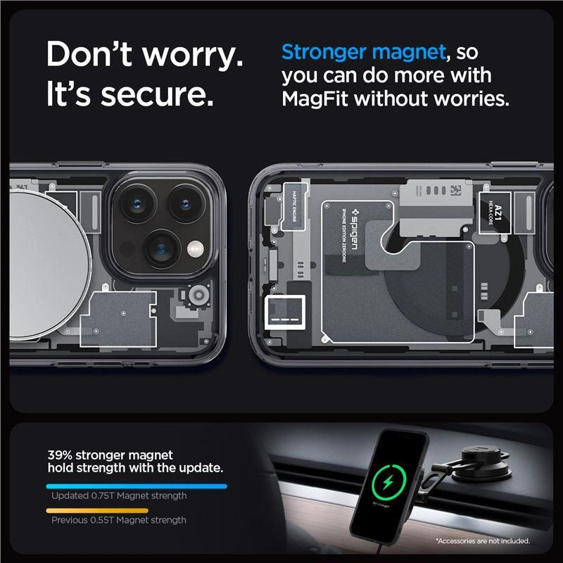 Spigen Ultra Hybrid Mag Case med MagSafe til iPhone 15 Pro - mørkgrå (Zero One mønster)