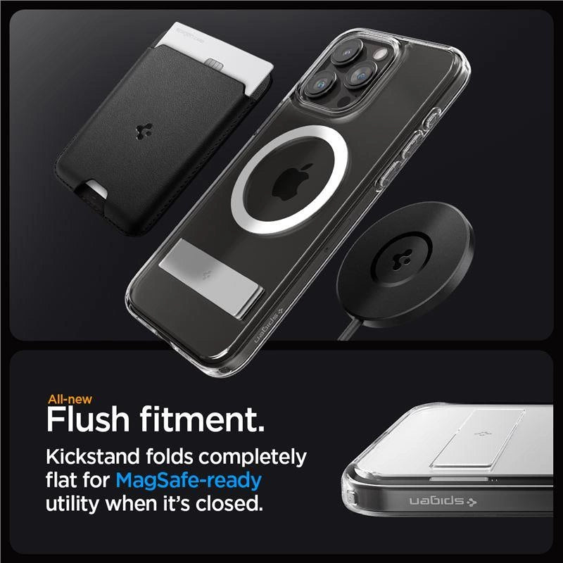 Spigen Ultra Hybrid S MagSafe Case med stativ til iPhone 15 Pro - Gennemsigtig
