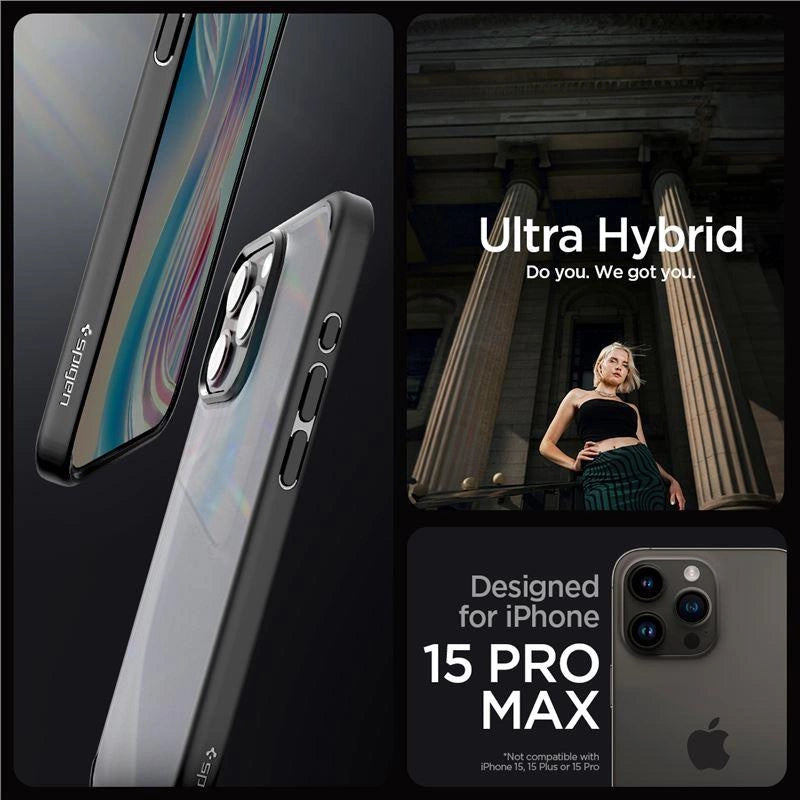 Spigen Ultra Hybrid iPhone 15 Pro Max Case - klar sort