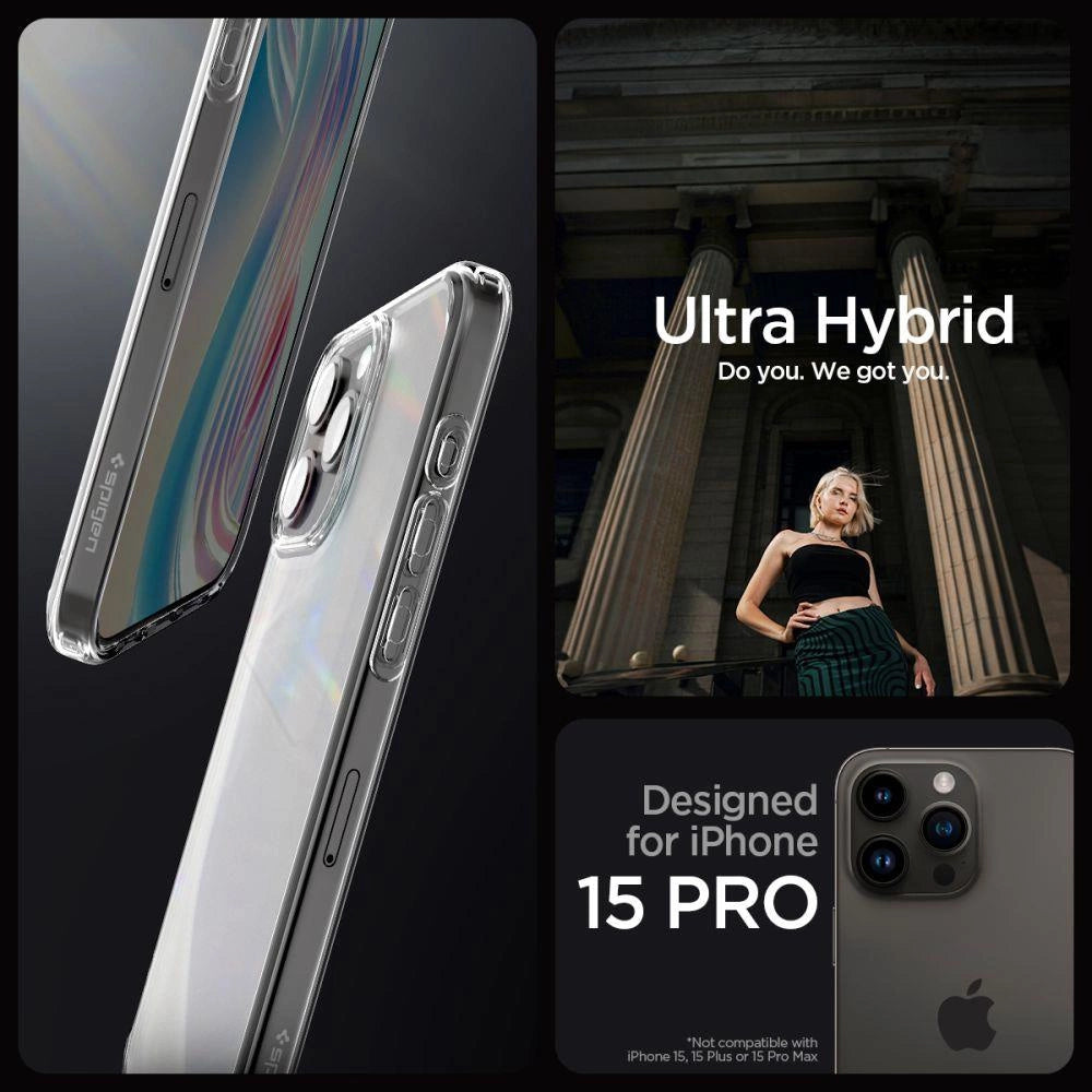 Spigen Ultra Hybrid Case til iPhone 15 Pro Max - Clear Matte