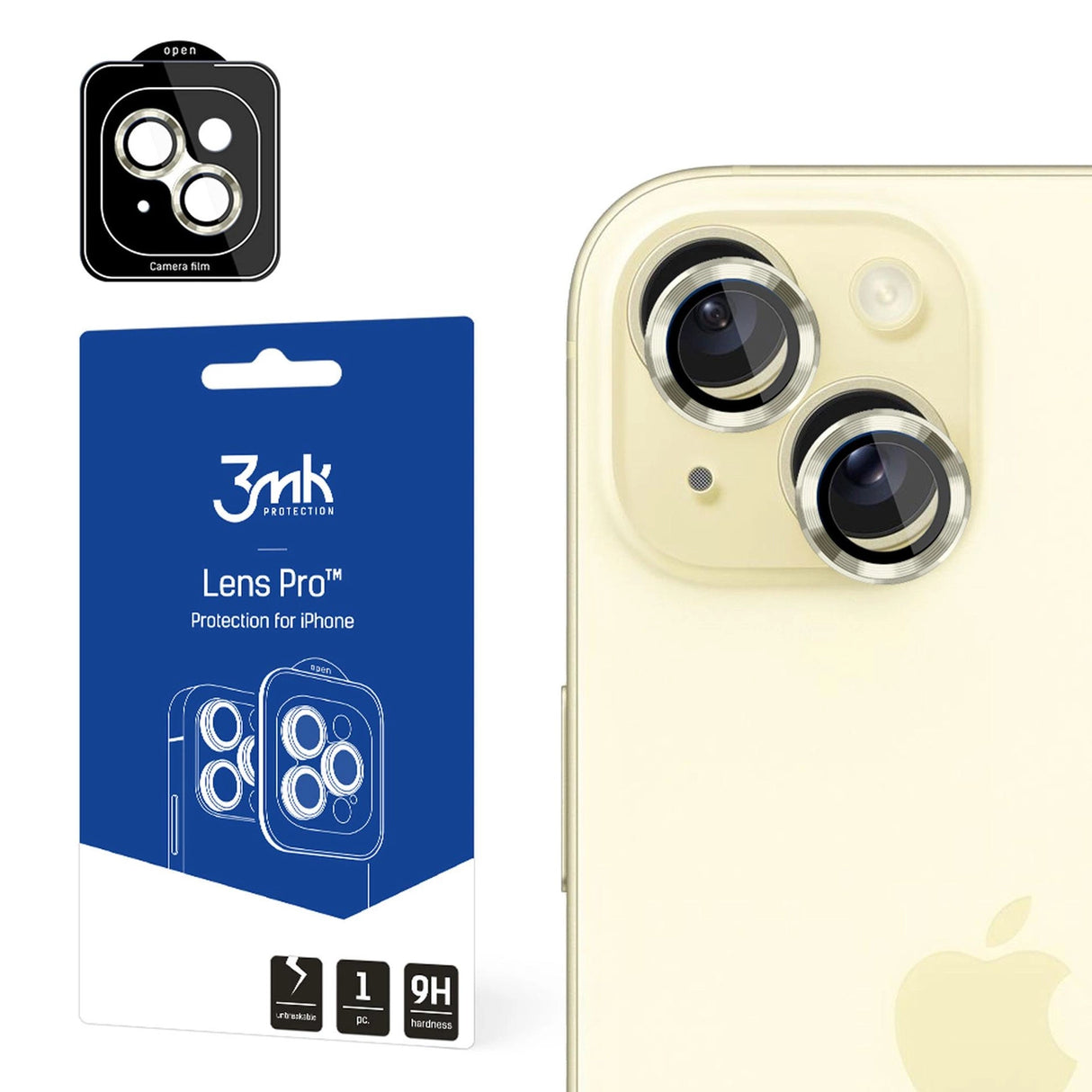 Apple iPhone 15 - 3mk Lens Protection Pro Gul