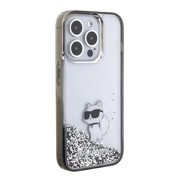 Karl Lagerfeld Liquid Glitter Choupette case for iPhone 15 Pro Max - transparent