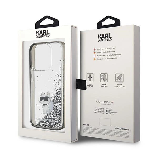 Karl Lagerfeld Liquid Glitter Choupette case for iPhone 15 Pro Max - transparent