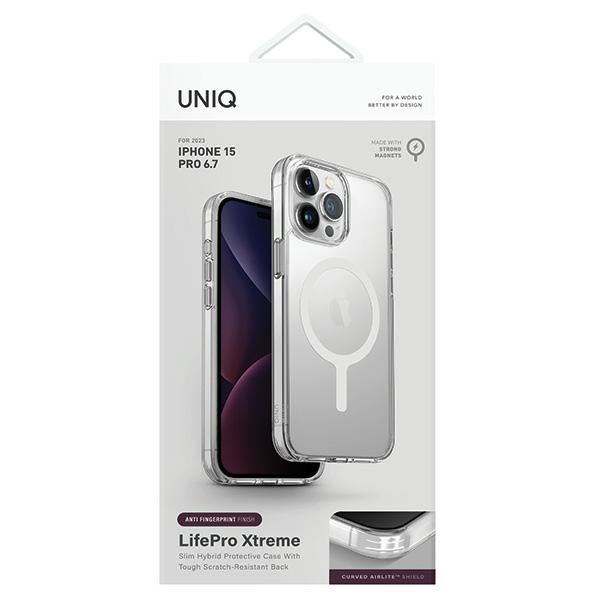 Uniq LifePro Xtreme Magclick opladningsfoder til iPhone 15 Pro Max - gennemsigtigt