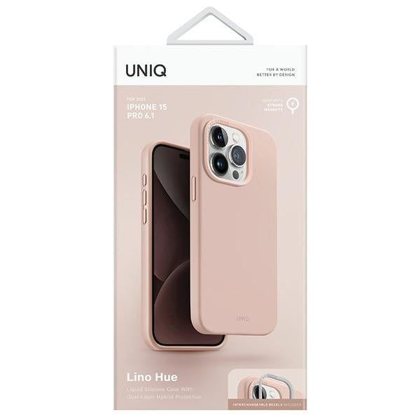 Uniq Lino Hue Magclick Opladningsfoder til iPhone 15 Pro - lyserød