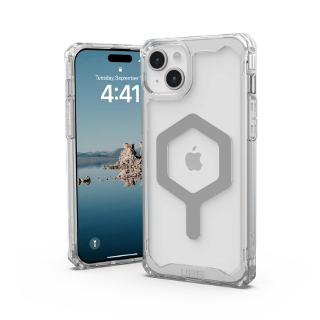 UAG Plyo MagSafe case for iPhone 15 Plus - transparent and silver