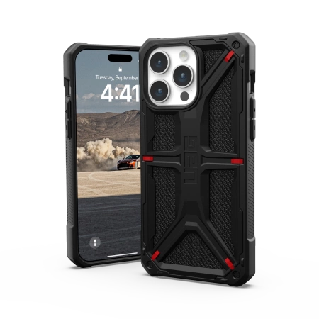 UAG Monarch-hylster til iPhone 15 Pro Max - sort kevlar