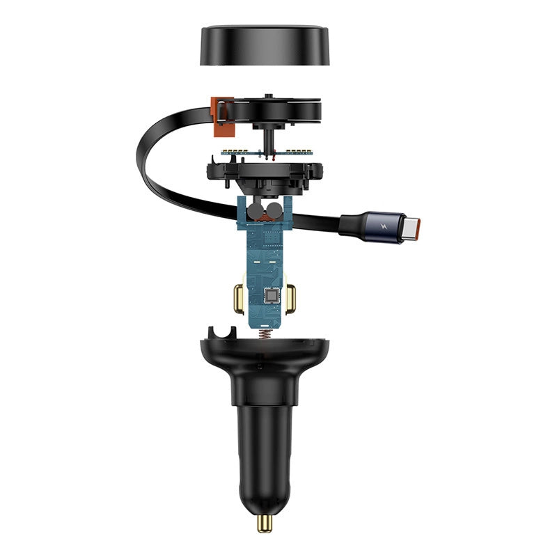 Baseus Enjoyment Pro USB-C (kvindelig) / USB-C (mandlig) 60W biloplader - sort