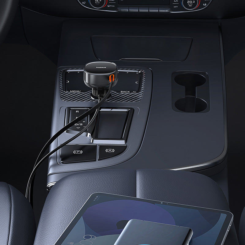 Baseus Enjoyment Pro USB-C (kvindelig) / USB-C (mandlig) 60W biloplader - sort