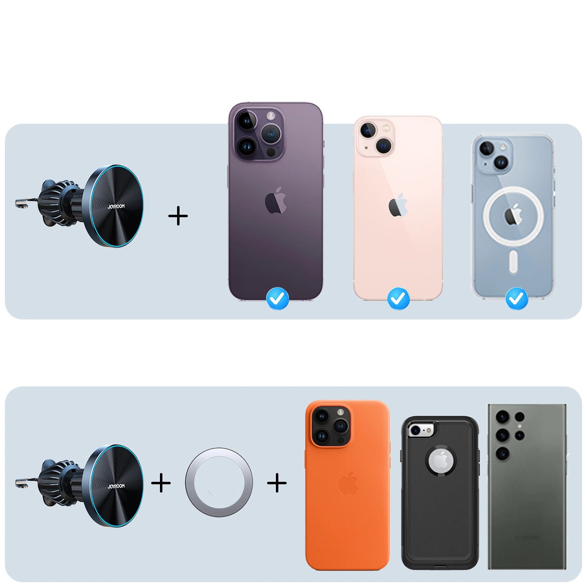 Joyroom magnetisk bilholder 15W trådløs oplader til luftventil sort (JR-ZS240 Pro)