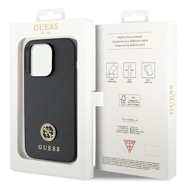 Guess GUHCP15LPS4DGPK iPhone 15 Pro 6.1" sort/sort hardcase Strass Metal Logo
