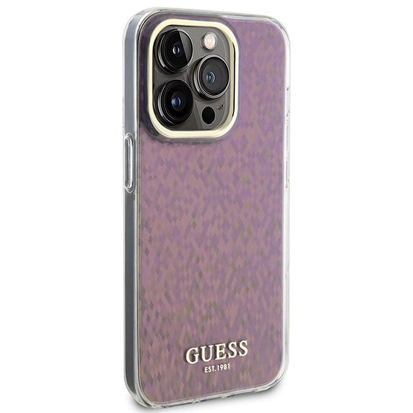 Guess GUHCP15XHDECMP iPhone 15 Pro Max 6.7" pink/pink hardcase IML Faceted Mirror Disco Iridescent
