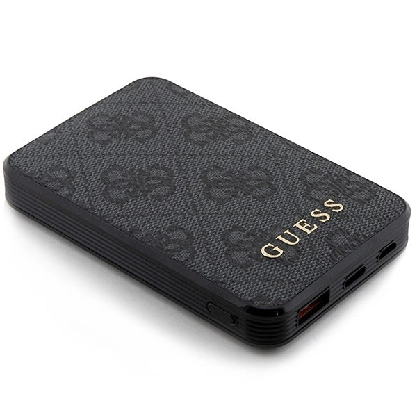 Guess Powerbank 15W GUPB5LP4GEGK 5000mAh sort/sort 4G Læder Metal Logo