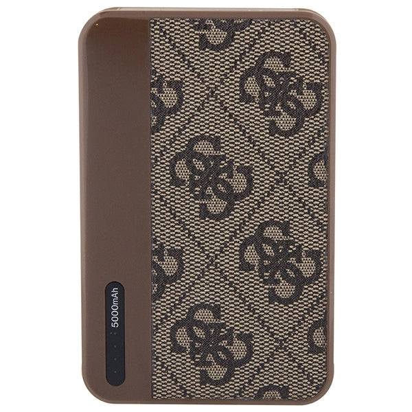 Guess Powerbank 15W GUPB5LP4GEGW 5000mAh brun/brun 4G Læder Metal Logo
