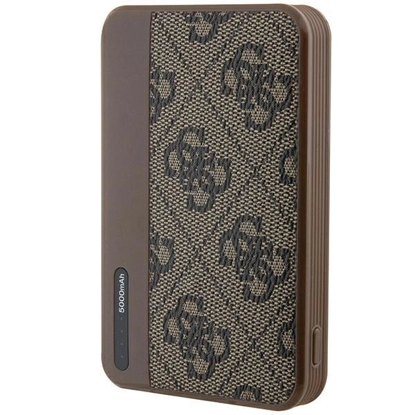 Guess Powerbank 15W GUPB5LP4GEGW 5000mAh brun/brun 4G Læder Metal Logo