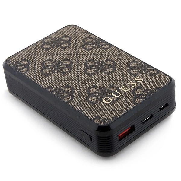 Guess Powerbank 18W GUPB10DP4GEGW 10000mAh brun/brun 4G Læder Metal Logo