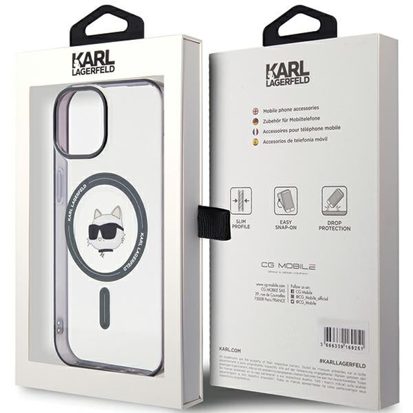 Karl Lagerfeld KLM15SHCHNOTK iPhone 15 6.1" gennemsigtige hårdkasse IML Choupette's Head MagSafe