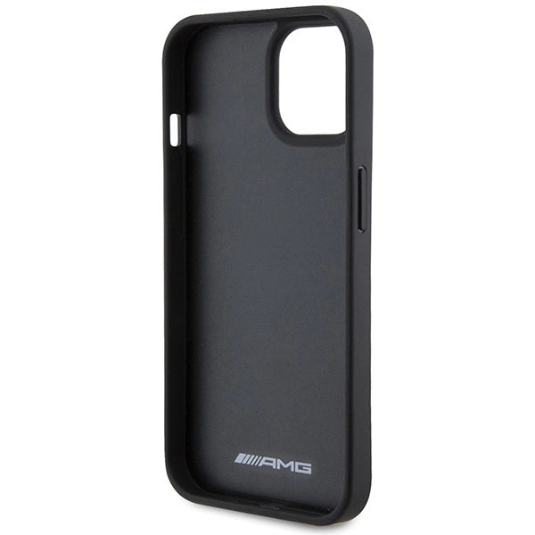 AMG Leather Debossed Lines case for iPhone 15 Plus - black