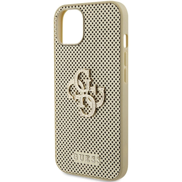 Guess Perforeret 4G Glitter-fodral til iPhone 15 - guld