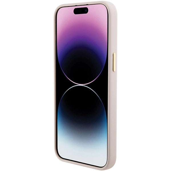 Guess Silicone Logo Strass 4G Case for iPhone 15 Pro Max - Pink