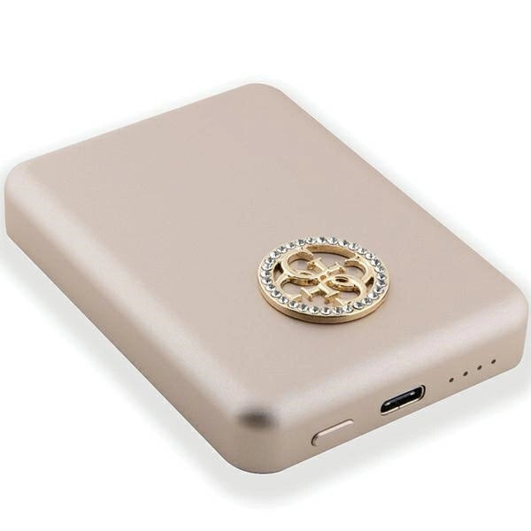 Guess MagSafe 4G Strassed Metal Logo induktion strømbank 15W 5000mAh - guld