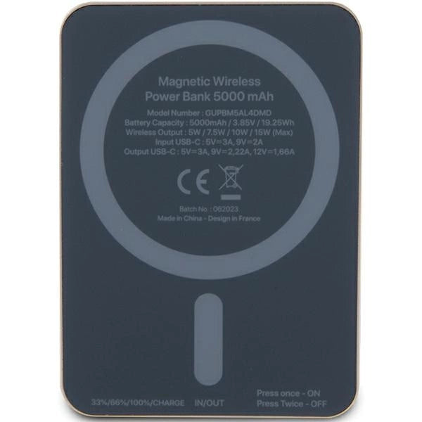 Guess MagSafe Metal Script Induktion Power Bank 15W 5000mAh - guld