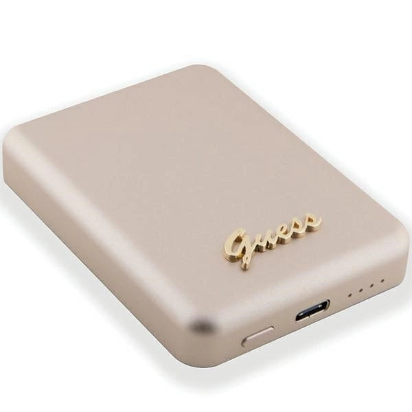 Guess MagSafe Metal Script Induktion Power Bank 15W 5000mAh - guld