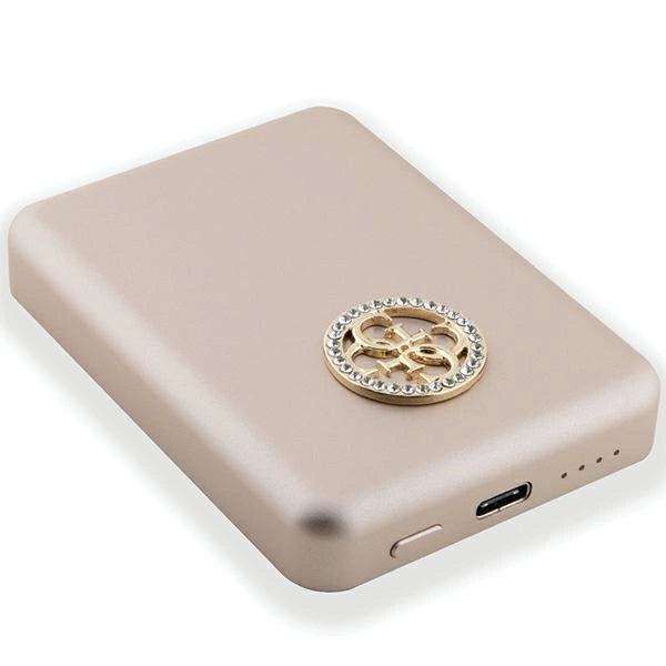 Guess MagSafe 4G Strassed Metal Logo induktion strømbank 5W 3000mAh - guld