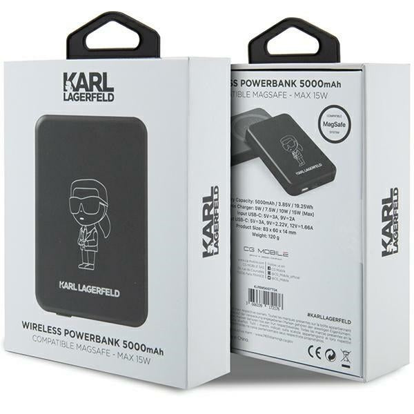 Karl Lagerfeld NFT Outline Ikonik MagSafe 5000mAh induction power bank - black