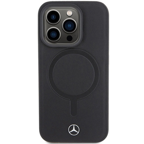 Mercedes Smooth Leather MagSafe case for iPhone 15 Pro - black