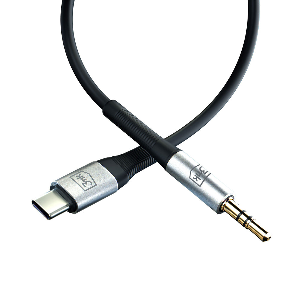 3mk AUX minijack 3.5 mm / USB-C cable - silver
