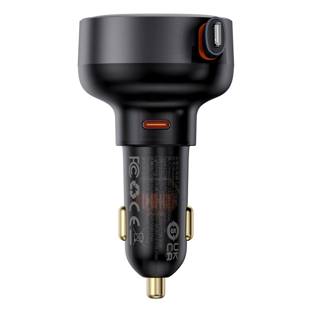 Baseus Enjoyment Pro USB-C (Female) / Lightning (Male) 60W Car Charger - Black
