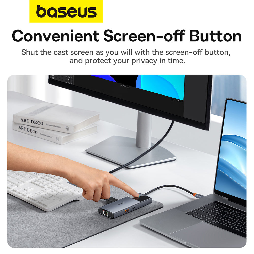 USB HUB 6in1 Baseus Metal Gleam Series II USB-A/USB-C/USB-C PD/HDMI/RJ45 - black