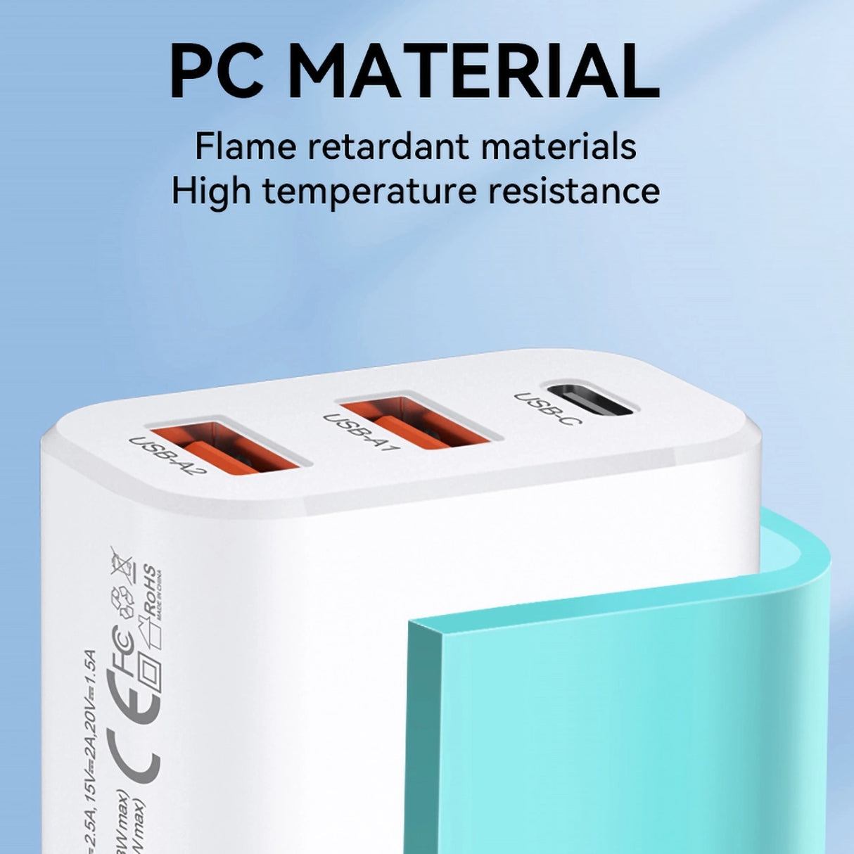 Wozinsky CWCUCW 30W USB-C / 2 x USB-A vægoplader - hvid