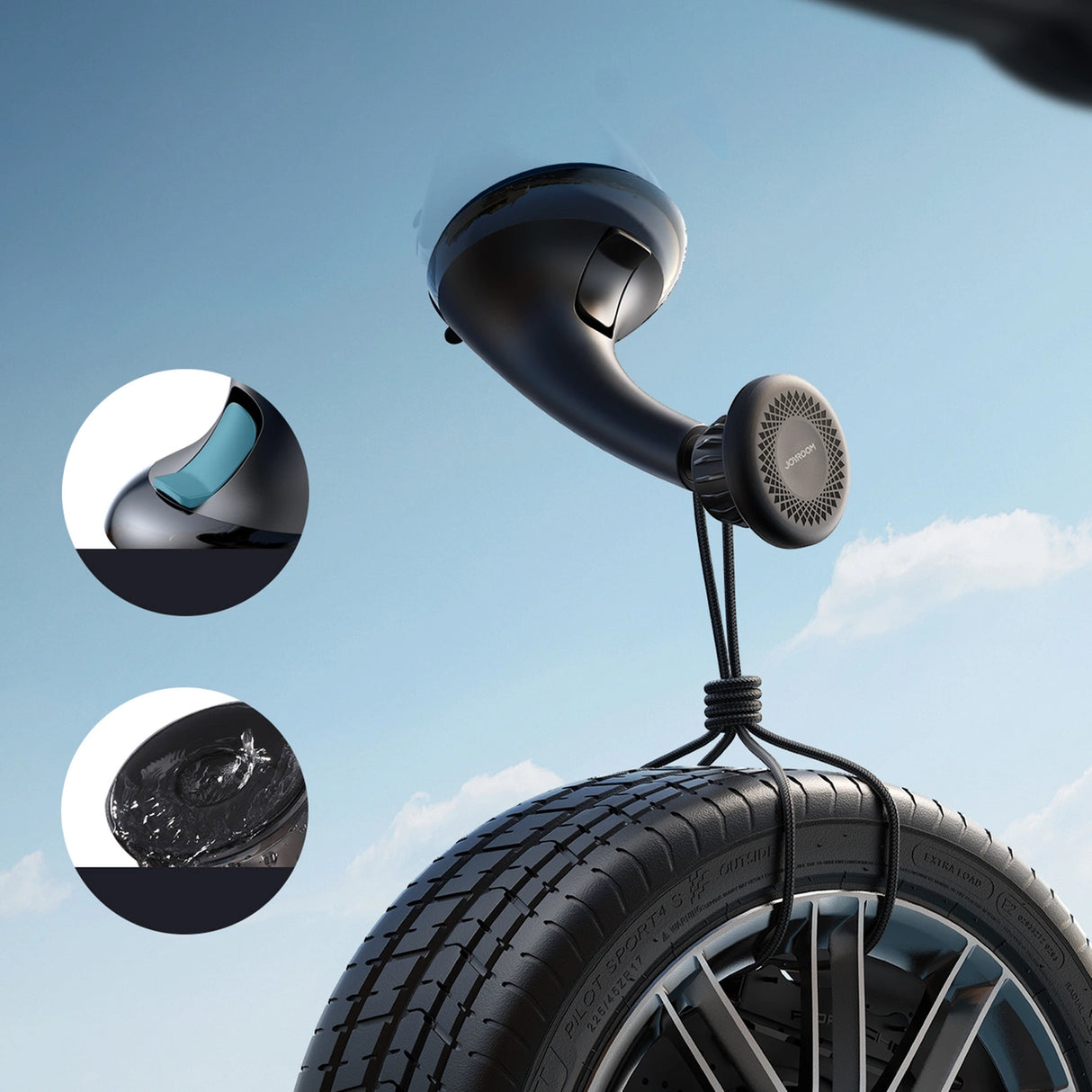 Joyroom JR-ZS356 universel magnetisk bilholder til telefon på cockpittet/vinduet - sort